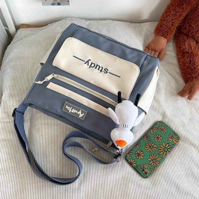 帆布包女夏文艺小众小学生补课包手提袋拎书袋补习日系单肩斜挎包