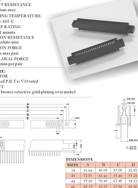 5pcs Edge Connector Slot 2.54 mm Pitch 24 44 48 50 56 60 72