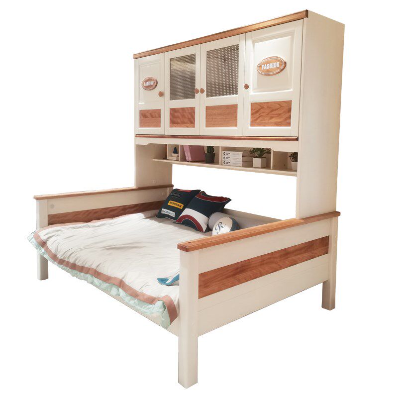 全实木红檀木衣柜床一体小户型家用卧室家具儿童床男孩女孩储物床