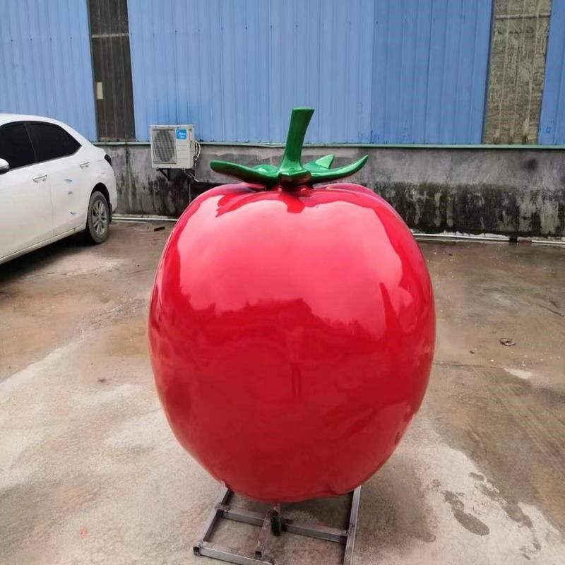 寓意好柿连连氛围形象卡通摆件玩偶定制商场快闪玻璃钢西红柿雕塑