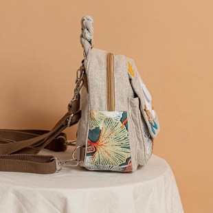 迷你帆布小包女编织卡通文艺休闲双肩包可爱斜挎包多用竖款手机包