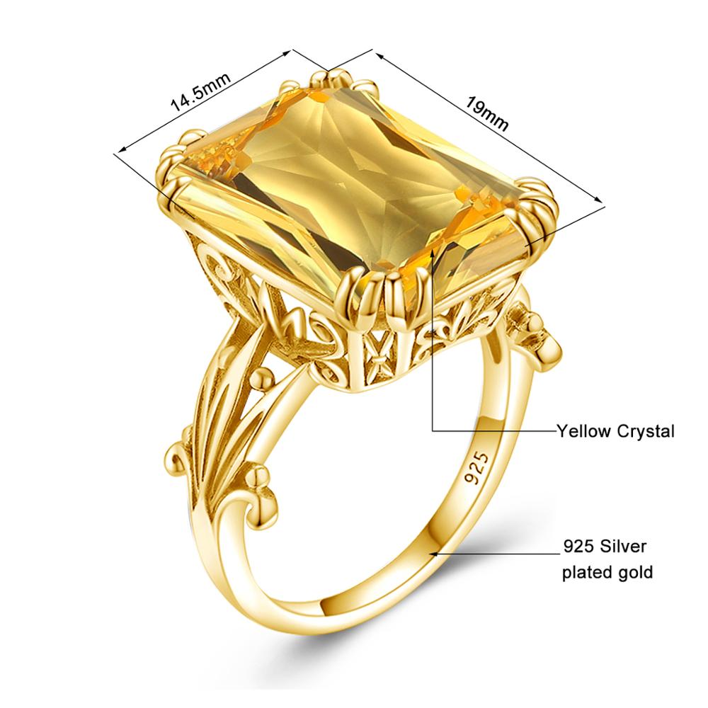 速发Luxury Shiny 13*18mm Big Rectangle Citrine Ring For Wome