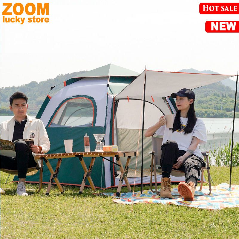 极速Camping tent waterproof Hexagonal automatic tent Outdoor