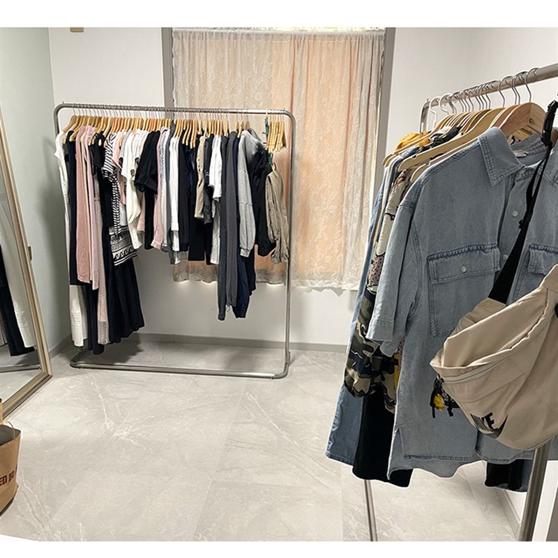 现货服装店展示架落地式不锈钢简约陈列女装货架网红中Z岛童装衣