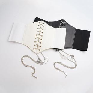 速发Adjustable Waist Wide Corset Lace Female Belt Gothic