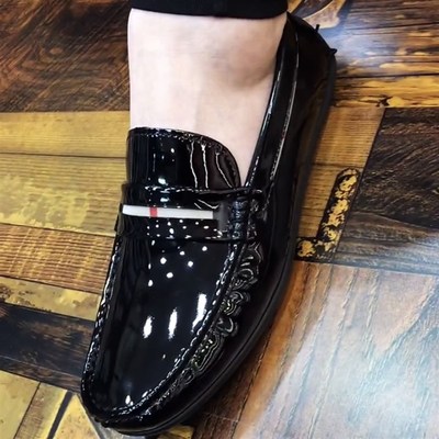 6205新款男鞋夏季商务休闲一脚蹬豆豆鞋懒人驾车皮鞋漆皮软底鞋子