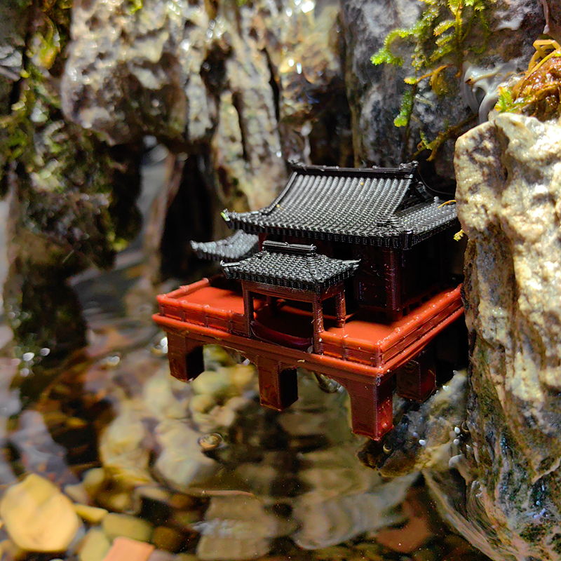 盆景书房姬古建筑鱼缸模型假山摆件景观水陆微阁水新品中式新款造