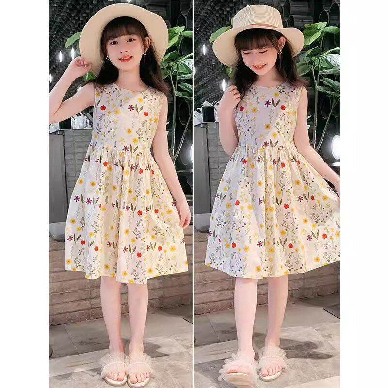 潮牌1212女童连衣裙夏装新款碎花纯棉裙子宝宝吊带裙小女孩公主裙