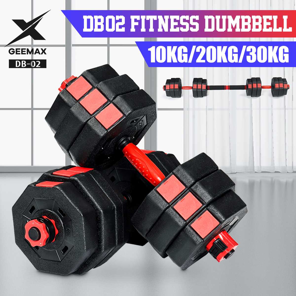 极速GEEMAX 30KG Dumbbell Barbell Set Adjustable Weight Dumbb