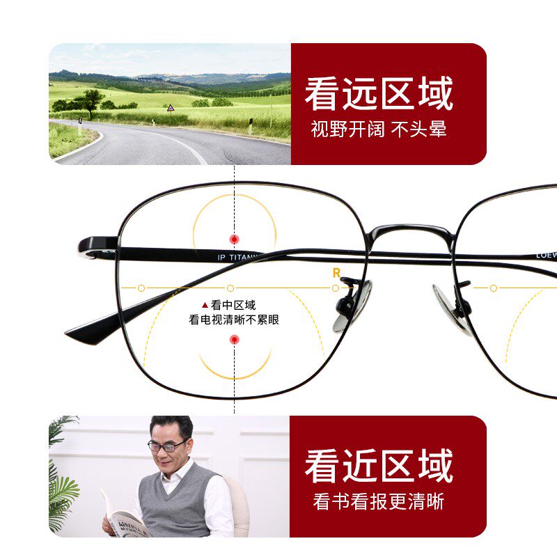 远近三用变色老花镜渐近多焦点自动调焦墨镜一体能看远看近的眼镜