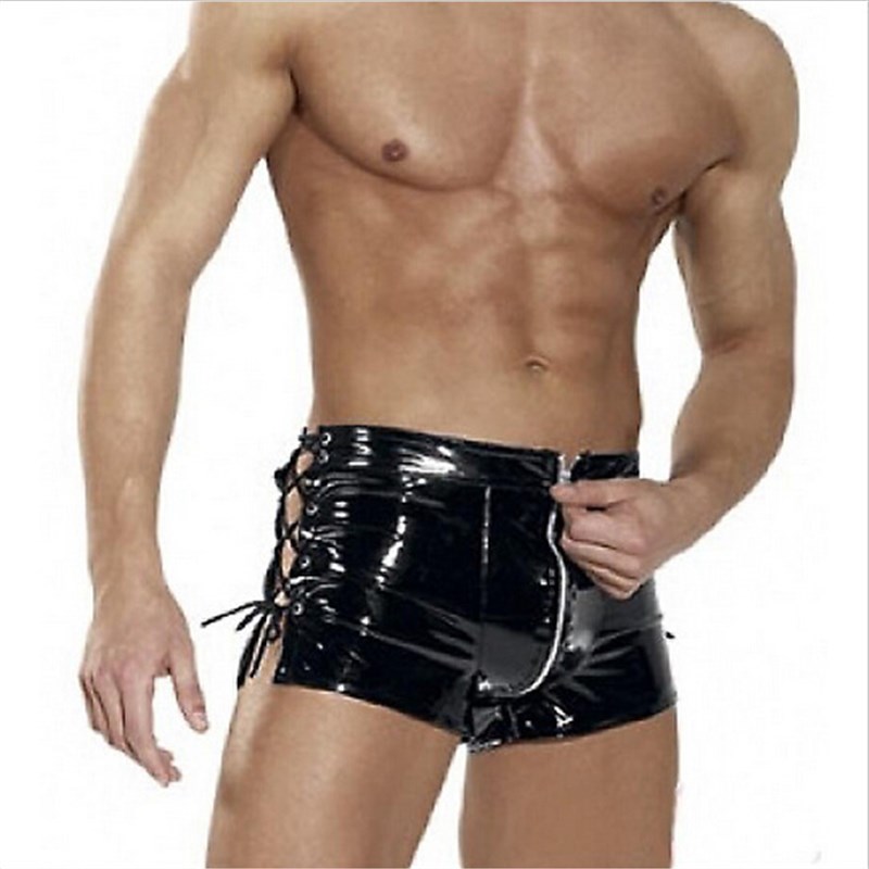 小众高货Lace-up zippered leather shorts 系绳拉链紧身皮短裤