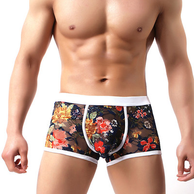 网红New Sexy Lace Boxer Men Underwear Mens Boxers Hombre Mal