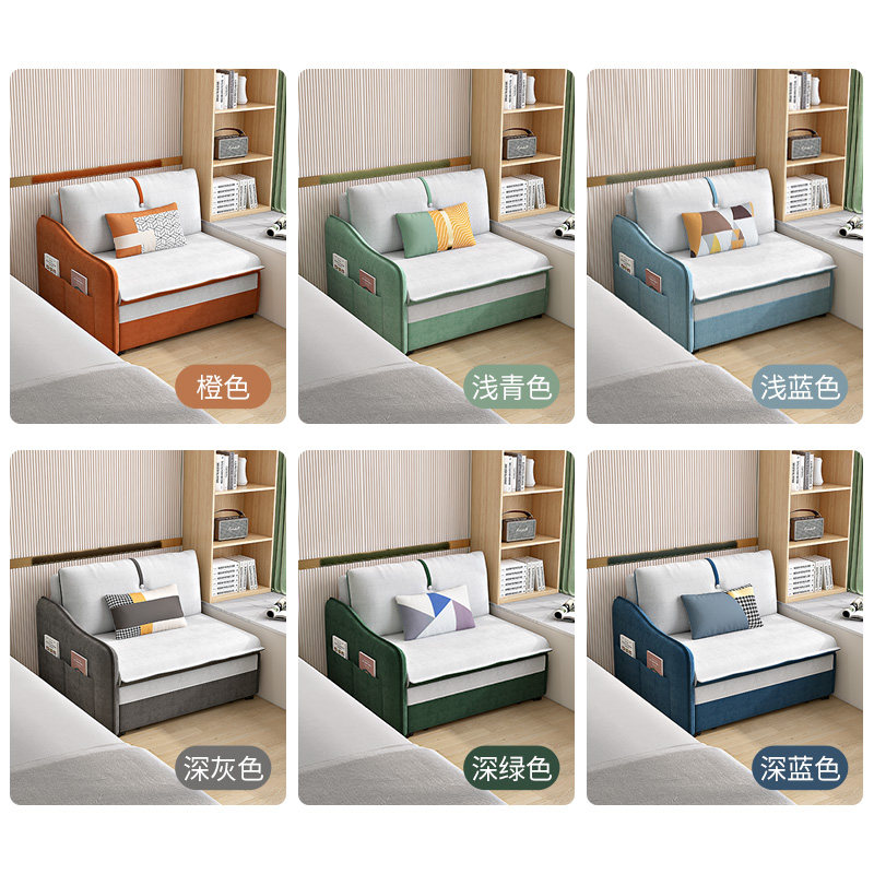 单边扶手收纳儿童布艺沙发床折叠两用多功能可伸缩单人位2023新款