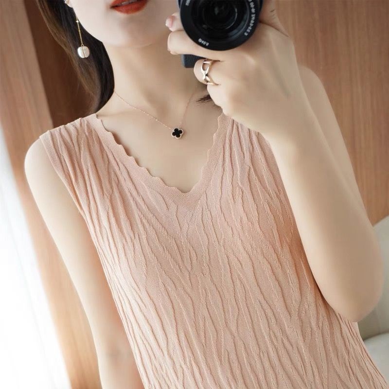 200斤可穿冰丝宽肩吊带背心女大码针织J打底衫宽松遮肚内搭上衣夏