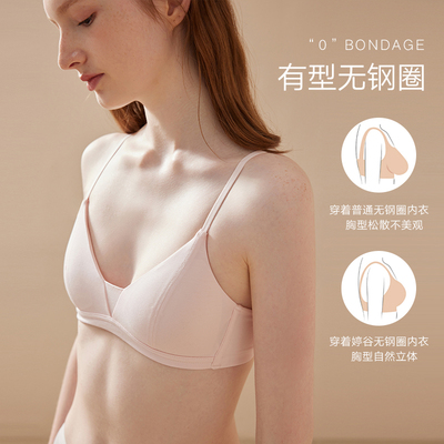 文胸无钢圈薄款大胸显小法式三角杯学生少女内衣高中小胸聚拢