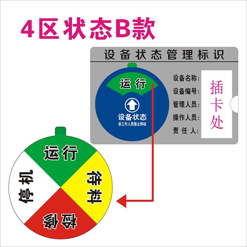 直销鸣固压克力设备状p态牌机器设备状态标识牌旋转设备管理指示