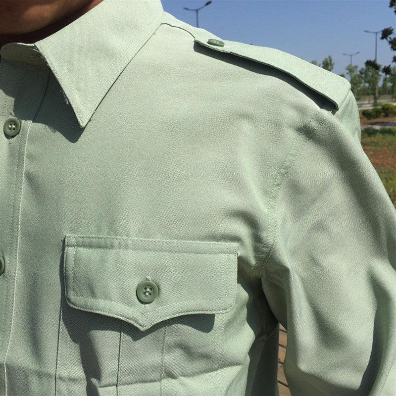 99款橄榄绿长袖衬衣平纹麻纱中老年衬衫户外速干休闲衬衣宽松工装