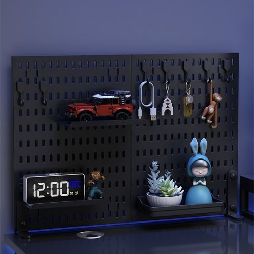 洞洞板桌面立式置物架免打孔办公室工位收纳架空间V分隔桌面洞洞