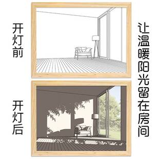 饰展示画床头柜摆件简约素描手绘透光画 led创b意灯光画百搭室内装