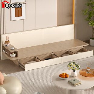 奶油风地台沙发新款简约小户型日式侘寂风抽屉储物沙发定制CH35