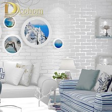 PVC/Vinyl Thickening white brick wallpaper for walls rustic
