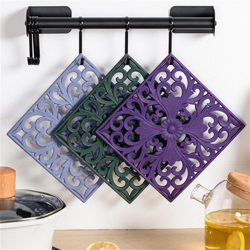 3pcs/set 20cm Round 3D Embroider Silicone Placemat Tableware