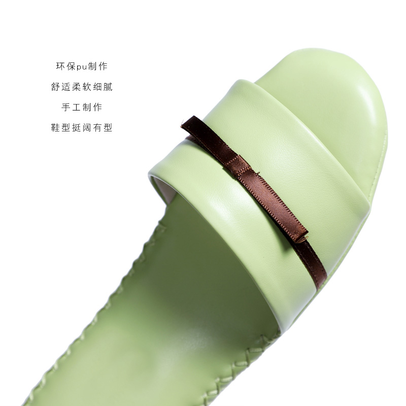 夏款女糖果色手工家居皮拖v鞋室内静音防滑防臭木地板地砖家用拖