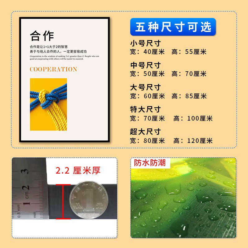 办公室激励志墙贴企业文化墙装饰挂画会议室团队标语布置公司海报
