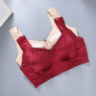 胸罩前面带拉链的内衣前开扣子成人文胸大胸显小聚拢无钢圈中老年