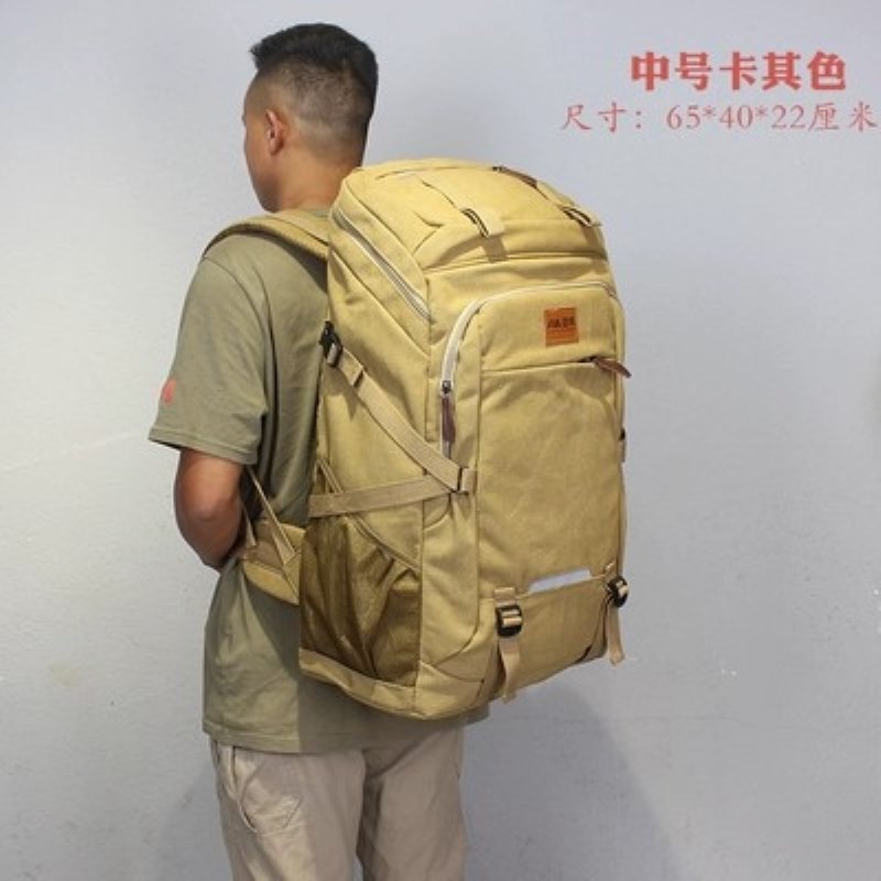 三个尺寸大容量复古帆布休闲旅行户外露营双肩包男旅游出差电脑包