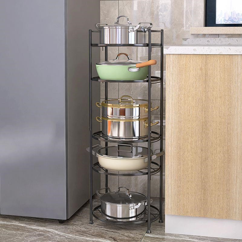 放锅架子厨房置物架用品锅具收纳架锅架多层落地三角转角台面家用