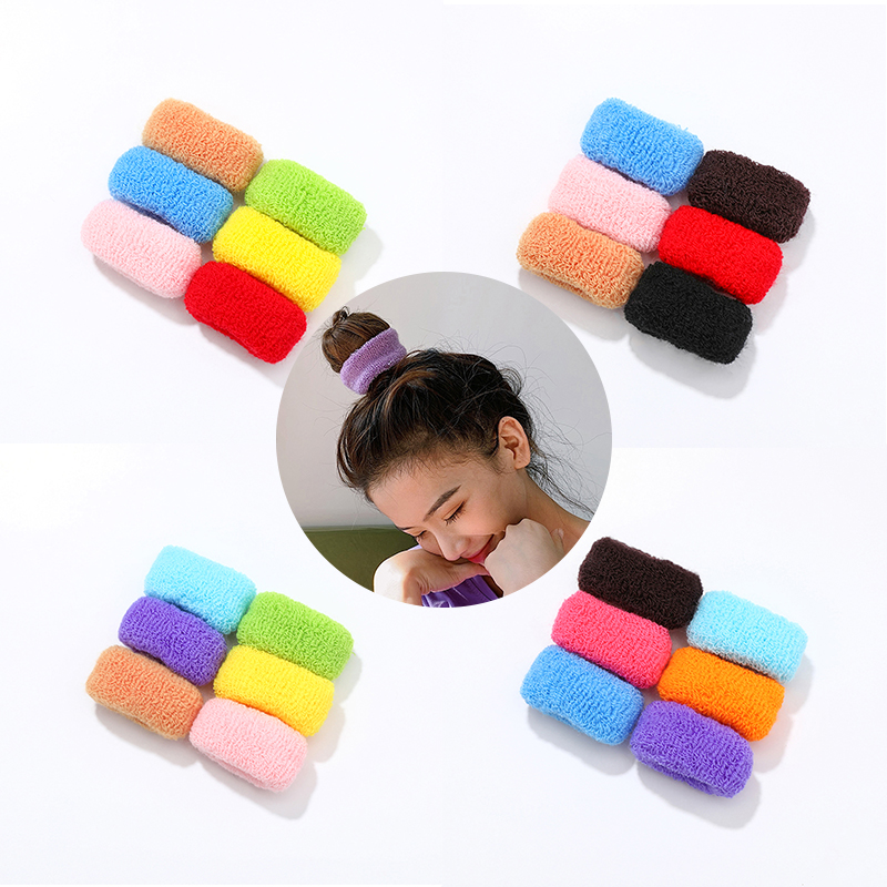 推荐2/6/12 Pcs Women Girls Cute Knitting Solid Elastic Hair