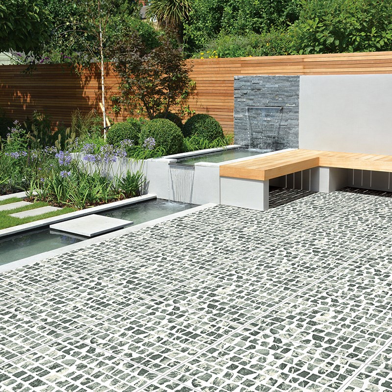 网红格子水磨石瓷砖600x600民宿商铺奶茶店墙砖灰色防滑仿古地砖