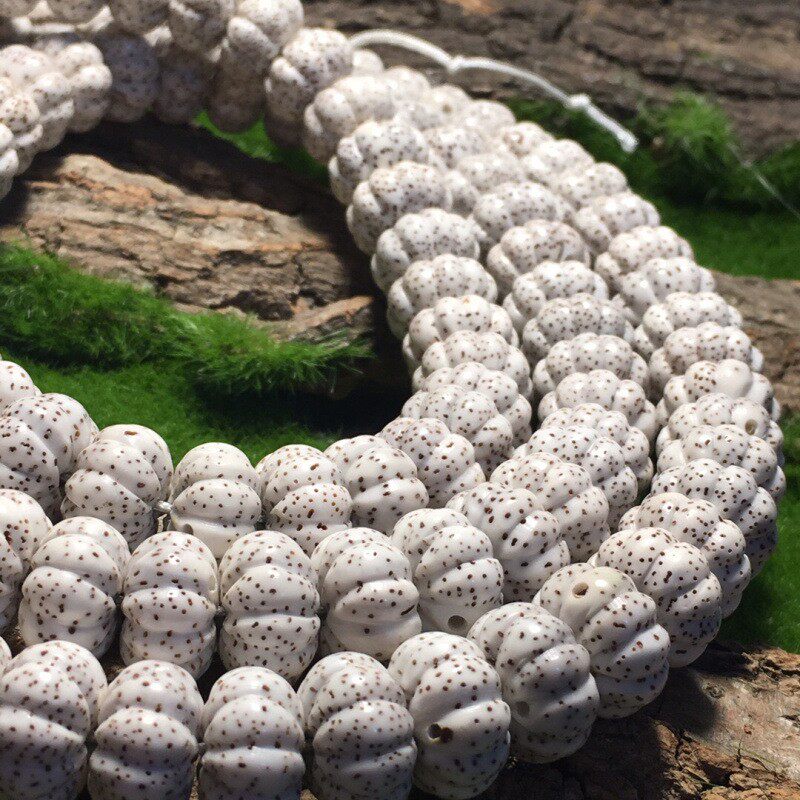 「南瓜珠」星月菩提子正月精抛光高密顺白 十瓣星月108颗佛珠手链