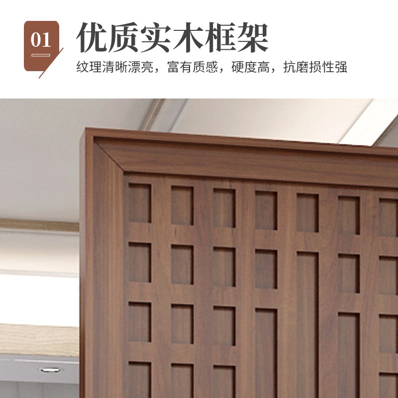 入户中式玄关隔断进门客厅遮挡简约现代办公室卧室实木色雕花屏风