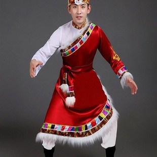 新男士 表演服水袖 藏族舞蹈i演出服少數(shù)民族西藏廣場(chǎng)舞中老年大碼