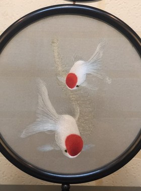 苏州双面绣桌面摆件刺绣摆台双面鱼刺绣台屏中国风商务礼品