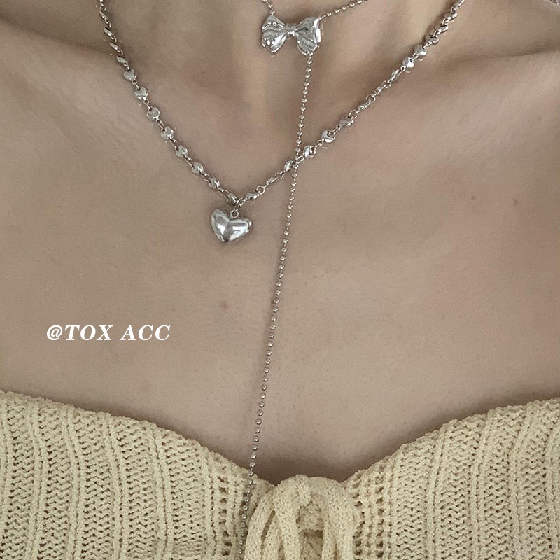 TOX ACC 精致小巧蝴蝶结金属链条可调节颈链项链百搭轻奢质感颈链