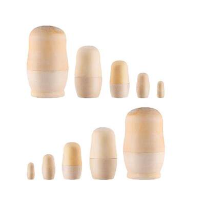 速发2 Sets Vintage Toys DIY Nesting Dolls White Embryo Nesti