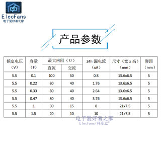 新品5.5V超级法拉电容器C型SE-5R5-D474VY 0.1F/0.22/ 0.33/0.47/