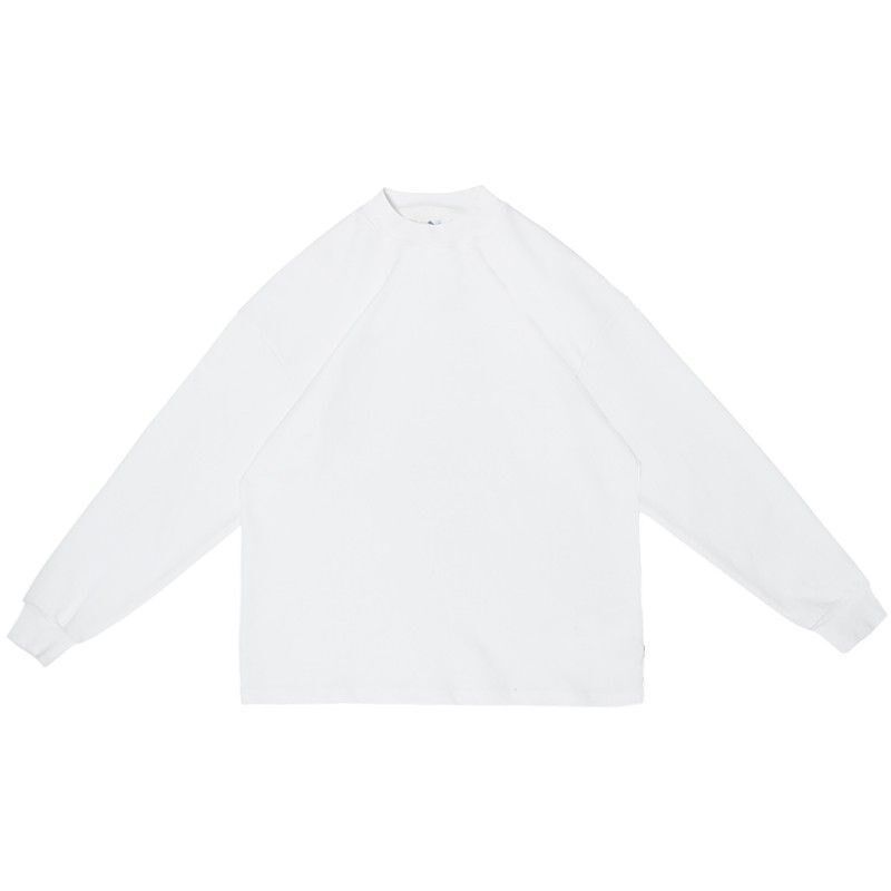 秋冬重磅420g长袖T恤男小领口纯色宽松半高领内搭加厚打底衫