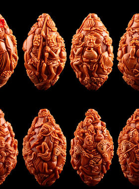 橄榄核手串19大籽苏工满工雕刻天上人间梅林老料文玩配饰手链男女