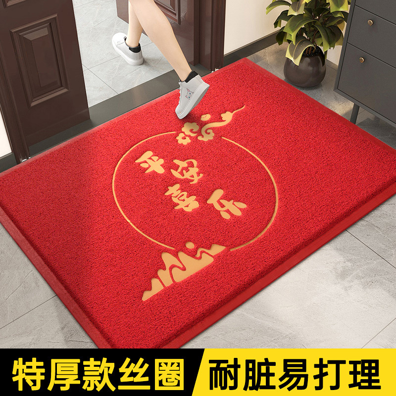 入户门地垫进门脚垫门口加厚防滑丝圈门垫耐脏可裁剪家用红色地毯