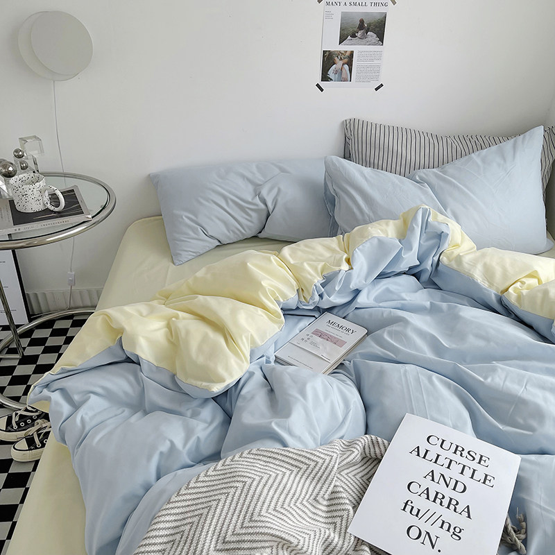 简约纯色四件套水洗棉全棉床单套床上用品宿舍被罩三4件套,床上用品,床品套件/四件套/多件套,淘宝优惠券,粉丝福利购,淘宝优惠卷