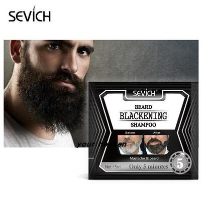 推荐10pcs 5Mins Blackening Beard Shampoo Dye Beard Into Blac