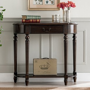 N5欧式门厅入户实木玄关桌美式玄关台简约玄关Q柜沙发背几走廊靠