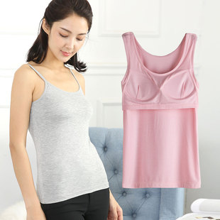 带胸垫吊带d背心女无钢圈文胸罩杯一体bra打底内衣瑜伽修身打底衫