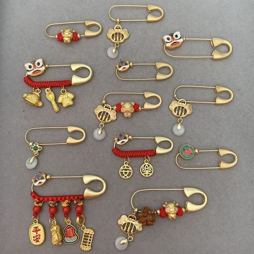 孕妇别针蛇宝宝孕妇别针安胎新生的儿出门别针黄金孕妇压惊别针黄