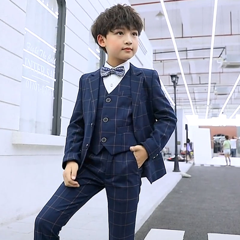 儿童西装套装男童新年p韩版西服中小童帅气三件套小主持人演讲礼