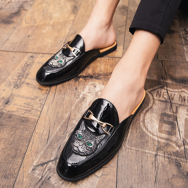 夏季包头半拖鞋男懒人一脚蹬无后跟男士皮凉拖休闲韩版潮流豆豆鞋,流行男鞋,包头拖,淘宝优惠券,粉丝福利购,淘宝优惠卷